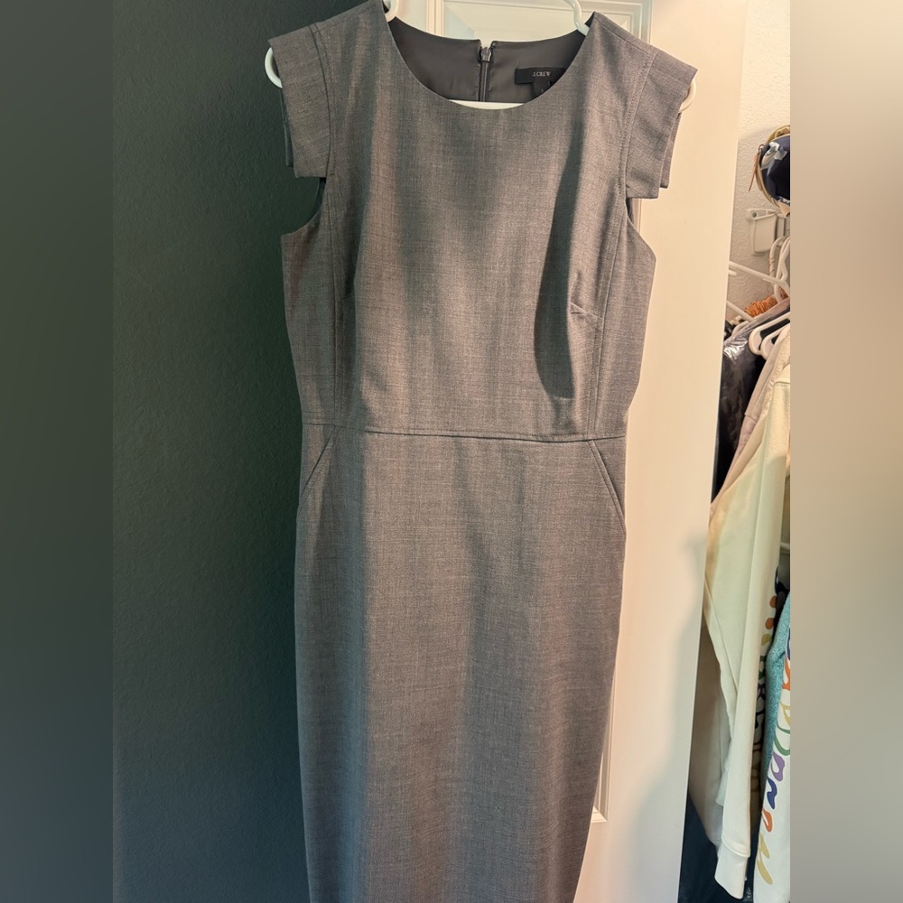 JCrew Gray Suiting Sheath Dress, Size 2